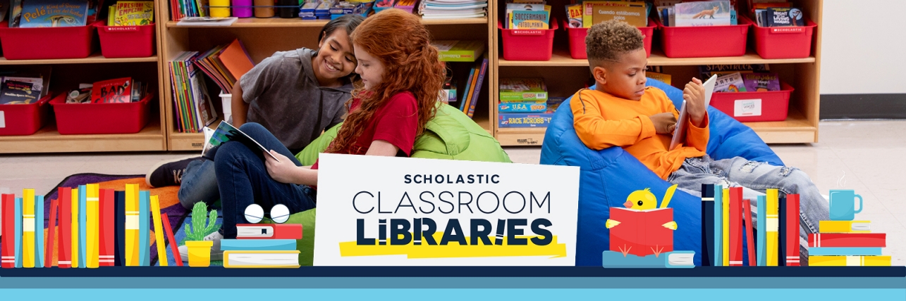 Group of students reading paperbacks from Scholastic Classroom Libraries.