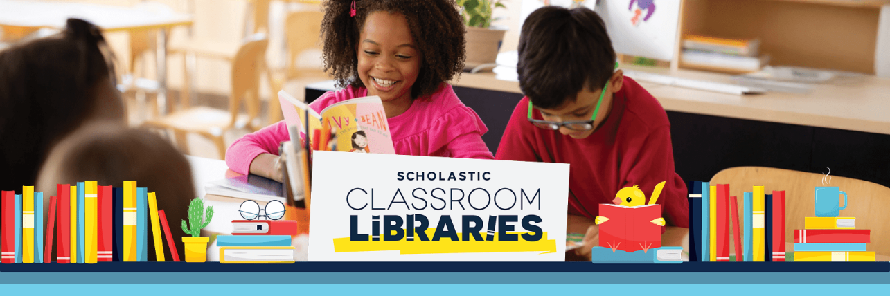 Group of students reading paperbacks from Scholastic Classroom Libraries.